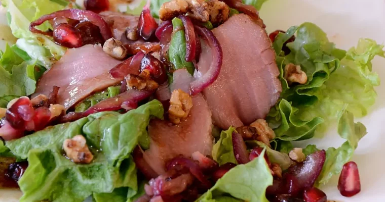 Ensalada de jamón de pato mango y granada