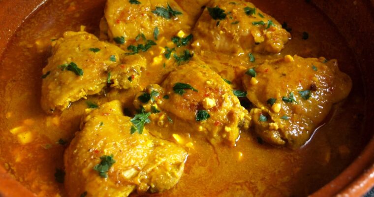 Cordero en pepitoria con guarnición de batatas